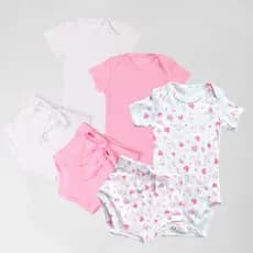 Kit Bebê primavera verão 3 Conjuntos Body Manga Curta e Short Canelado 100% Algodão 01k3c1