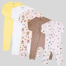 Kit 5 Macacões bebê 100% Algodão Macacão Lilobu suedine antialérgico 24007-K5