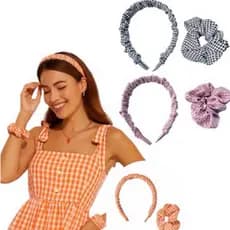 Kit Tiara + Scrunchie ou Xuxa Xadrez Outono Inverno e Festa Junina São João Infantil ou Adulto Look