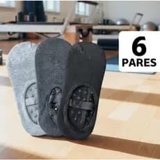 Kit 6 Pares Meia Pilates Antiderrapante Sapatilha Feminina p/ Yoga Academia Algodão Poliéster Elastano Envio Rápido