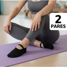 Kit 2 Pares Meia Pilates Antiderrapante Sapatilha Feminina Yoga Academia Algodão Poliéster Elastano 35-40