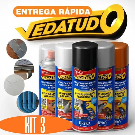 Spray Veda Tudo Borracha Líquida Impermeabilizante Dryko Reparos 100ml a 400ml