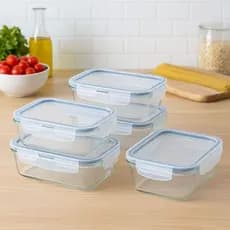 Kit 5 Pote Hermético Vidro Grande 1040ml Organizar Geladeira Dieta Semana Cozinha Armazenar
