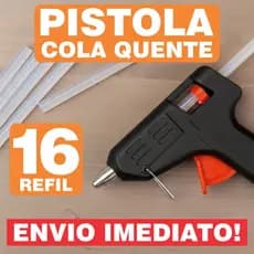 Pistola De Cola Quente + 8, 16 Bastões Revolver De Cola para Escola Artesanato Bivolt 110v e 220v Profissional 10w