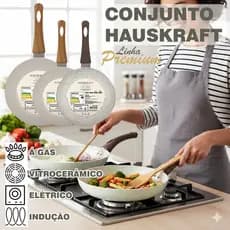 Frigideira Ceramica Antiaderente Fogão Cooktop Indução Gás Elétrico Grande 20cm E 24cm Profissional Premium
