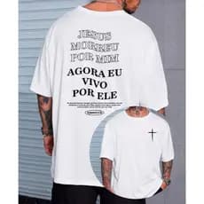 Camiseta Oversized Casual Algodão Masculina Feminina Estampado Romanos 5:10