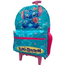Mochila escolar infantil Com Rodinhas Stitch Lilo angel