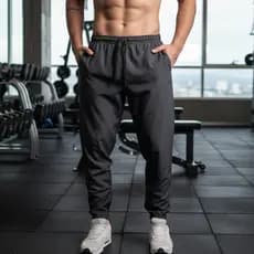 Calça Masculina Tactel ideal para Academia com Elastano e Elástico no Punho Logo Refletivo