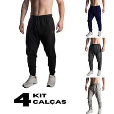 Kit 4 Calças Jogger Academia Tactel  Ajuste Perfeito Conforto e Estilo para Seus Treinos