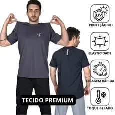 Kit 2 Camisetas Raglan Dry Fit UV 50+ Masculina Leve, Flexível e com Tecido Tecnológico