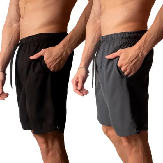 kit 2 shorts masculino academia leve e flexível com bolsos laterais