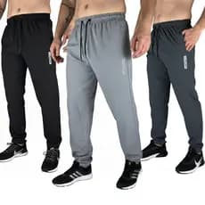 kit 3 calças Elast Fit Masculina Esportiva Leve Cordão de Ajuste e Bolsos Fundos