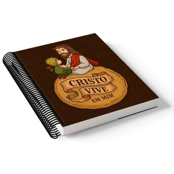 Caderno 1/4 capa dura espiral 96 folhas - JESUS CRISTO E O PEQUENO VIAJANTE