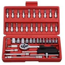 Conjunto de chave Catraca Reversível resistente aço inox kit de Ferramenta jogo de Chaves 46 peças [ENVIO RÁPIDO]