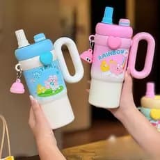 Copo Térmico Infantil Inox 850ml com Canudo – Kawaii, Antivazamento