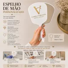 Espelho de mão  personalizado acrilico para consultorio estudio clínica design lash