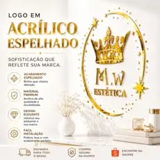 Logo em acrílico espelhado Logomarca | Lash designer | Nail designer | Salão de beleza | Dentista | Premium