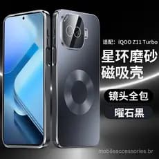 Capa para celular IQOO Z11Turbo, com sucção magnética e acabamento galvanizado, estilo empresarial simples, proteção de