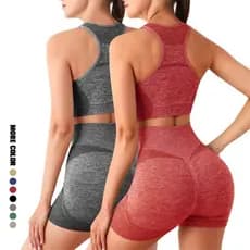 2 pecas /Conjunto Academia Fitness Feminino Leggings 1 Top 1 Shorts Levanta Bumbum