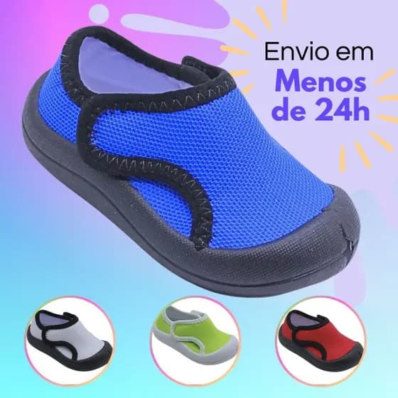 Tênis Infantil Calce Fácil Menino Alpargata Meia Slip On Antiderrapante Bebê Confortável Leve Flexível