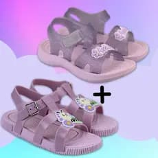Kit Sandália Papete Anatômica Menina Antiderrapante Infantil