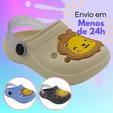 Babuche Leãozinho Infantil Menino Papete Confortável Sandália Leve Macia Antiderrapante