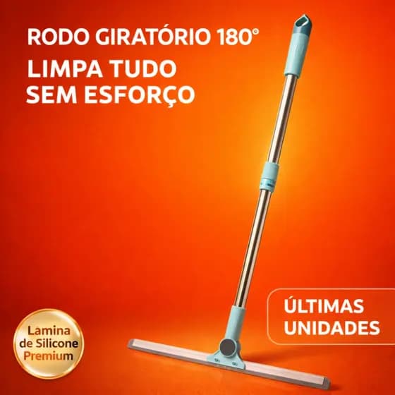 🔥 Rodo Giratório 180° Silicone Premium Cabo 1,22m Multiuso Pisos Vidros Box Carro Banheiro ✅