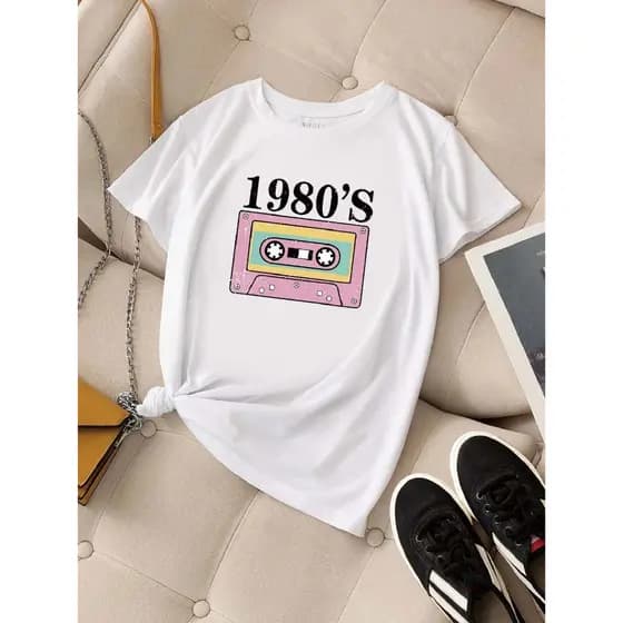 Camisa Premium Feminina T-shirt Tumblr 1980 Fita Cassete Camisa Básica