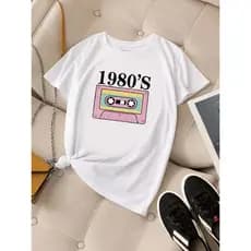 Camisa Premium Feminina T-shirt Tumblr 1980 Fita Cassete Camisa Básica
