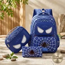Mochila 3D do Homem-Aranha, conjunto de 3 peças novo, material de nylon leve e à prova d'água, adequado para alunos do 3