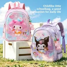 [Pronta Entrega] Nova Mochila 3D Kuromi My Melody para Jardim de Infância para Meninos e Meninas, Bonita, Leve, Impermeá