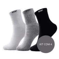 Kit 4 Pares De Meia Cano Alto Algodão Confortável Unissex Dia a Dia