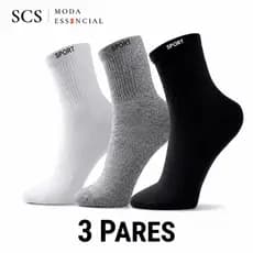 Kit 3 Pares De Meia Cano Longo Algodão Confortável Esportiva Unissex Dia a Dia