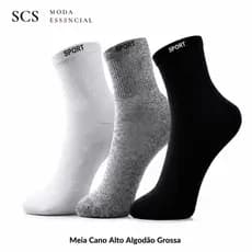 Kit 2 Pares De Meia Cano Alto Algodão Confortável Unissex Dia a Dia