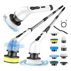 Escova Limpeza Elétrica USB 9 em 1 Mop Giratório Multifuncional Recarregável Limpeza Banheiro Cozinha Limpeza Profunda