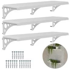 Kit 3 Prateleiras Multiuso Branca com Suporte 40x20cm Astra Jogo de Prateleiras Pequenas Banheiro Quarto