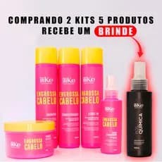 Linha Completa iLike Engrossa Cabelo. Tratamento Profissional 5 Itens. Fios Mais Grossos e Fortes
