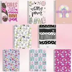 Kit 4 Cadernos 1 Matéria Feminino Animativa Capa Dura 80 Folhas Escolar