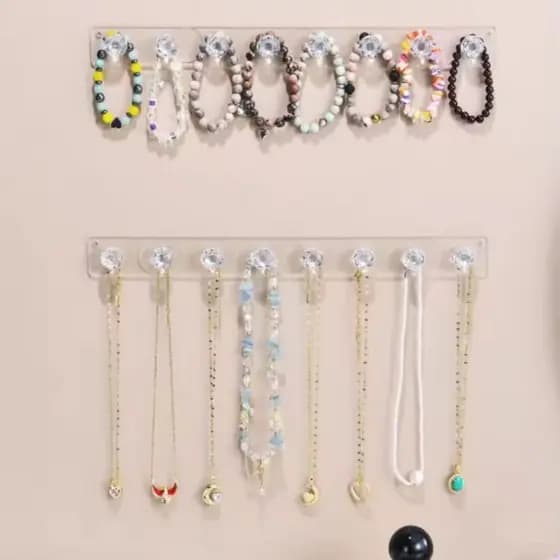 Gancho 8 e Organizador Cristal de Joias Colares Utensílios para Cozinha e Banheiros Sem perfurar