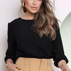 Blusa Feminina Tecido social 3/4 princesa Tendência P ao GG Moda Evangélica