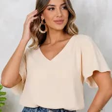 Blusa Manga Curta Feminina Tecido Dunas Promoção Evangelica Moda Verão