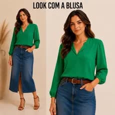 Blusa Feminina Tecido Dunas Várias Cores Manga 3/4 Moda Evangelica