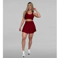 Conjunto Fitness Short Saia Feminino + Top Leve E Confortável