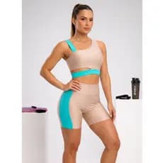 Conjunto Fitness Feminino Top + Short Meia Coxa Premium Verão