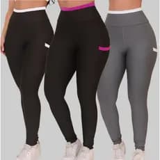 Kit 3 Calças Legging Fitness com bolsos Laterais