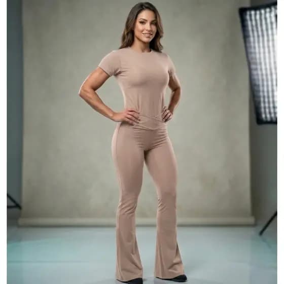 Conjunto de Calça Bailarina + Blusinha Casual Moda Modesta Fitness