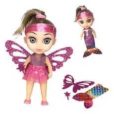 Boneca Shiny Angels Bailarina Fada Sereia 3 Em 1