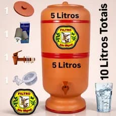 Filtro de Barro 10 Litros Completo Tradicional com Vela, Boia e Torneira Jaboticabal Bebedouro Dágua