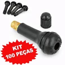 Kit 100 válvulas TR414 completas com núcleo e tampinha, alta vedação, pneus sem câmara aro 13 a 18