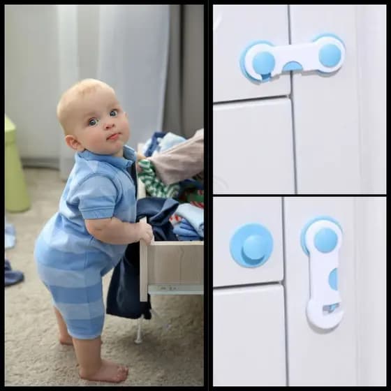 10 Trava de Armário Para Porta Gaveta Geladeira Kit Segurança e Proteção Para Crianças e Bebês